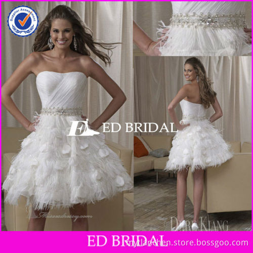 rsw0111 2013 new style elegant ostrich feather short wedding dress